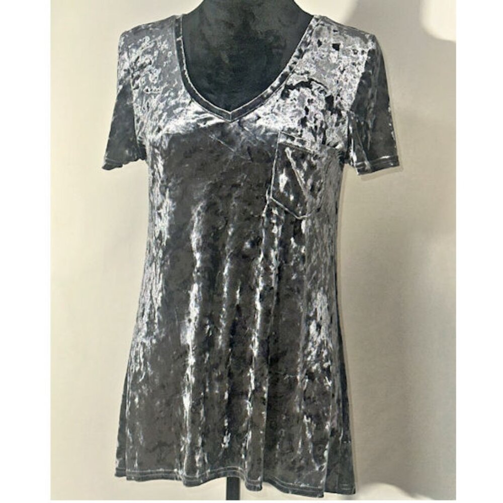 Velvet Legging Tee, Dark Grey Crushed Velvet, Small
